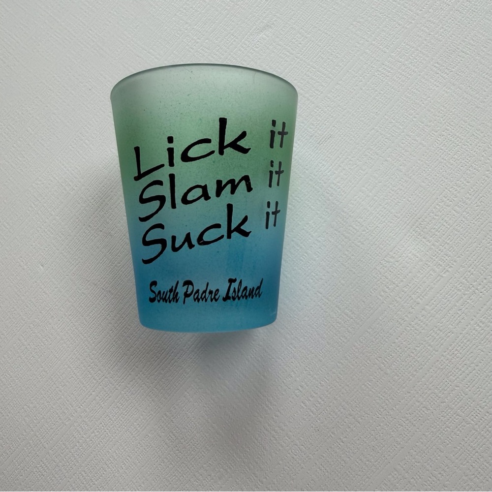 VTG South Padre Island gradient blue green‎ shot glass funny humor